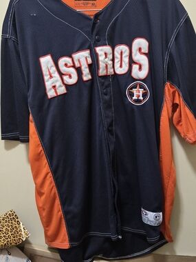 Genuine Merchandise Navy and Orange Astros Button-Up Jersey